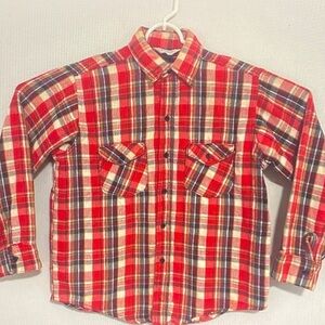 Classic Plaid Kids Button-Down Shirt - Red and White